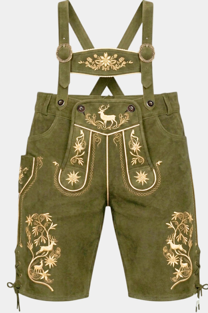 Münchner Lederhosen in Olive Green