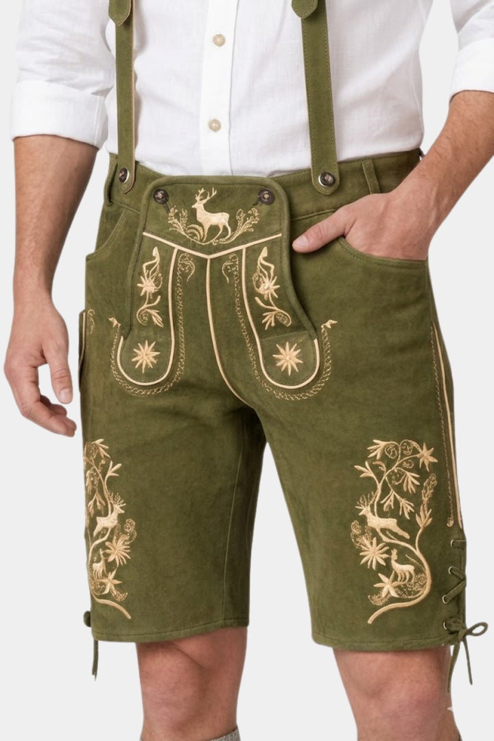 Münchner Lederhosen in Olive Green