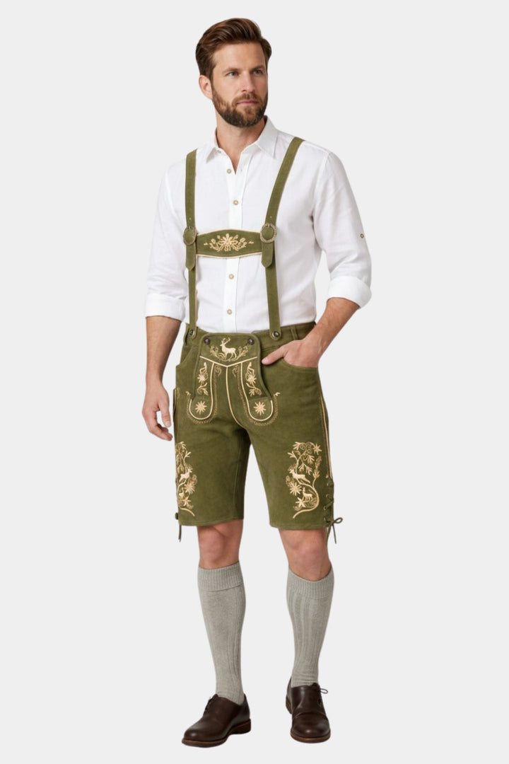 Münchner Lederhosen in Olive Green