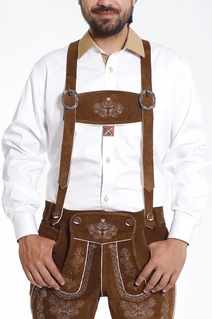 Classy Finished Bavarian Lederhosen Tan Brown