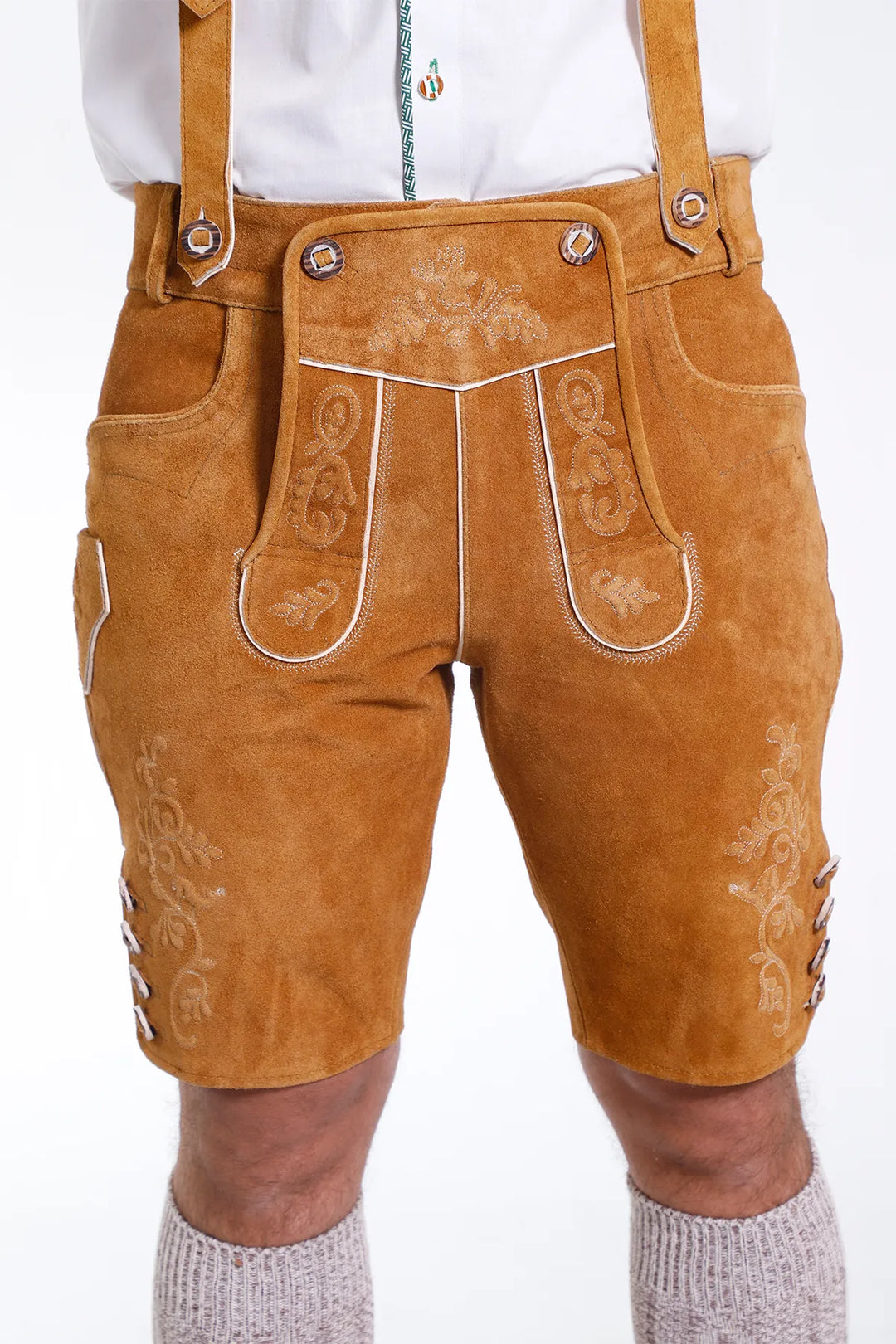 German Lederhosen Men in Natural Brown