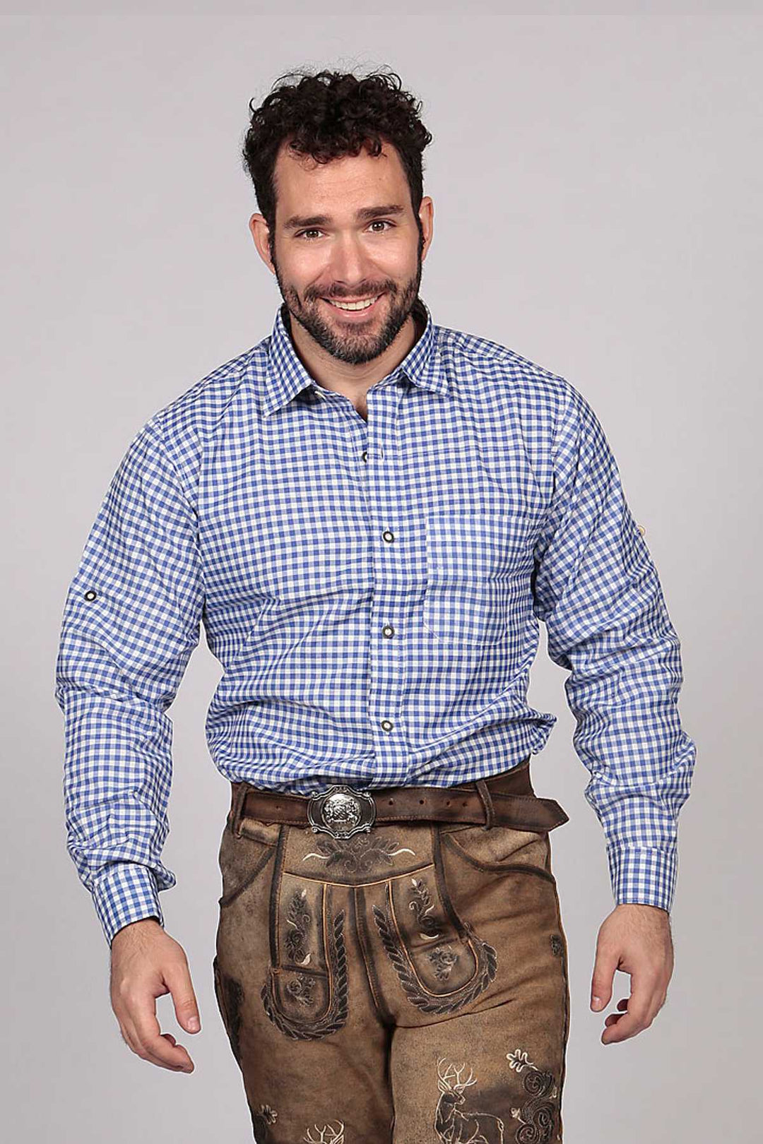 Shirt Small Checkered Cobalt Blue