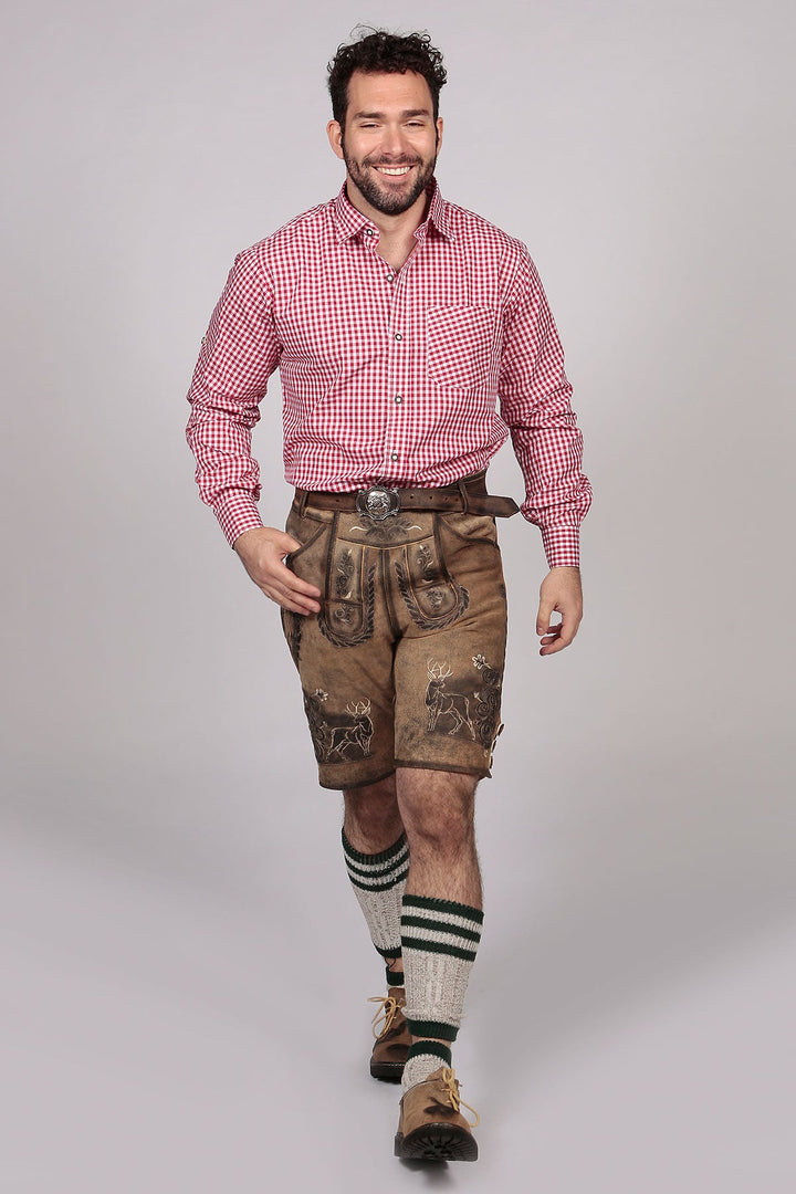 Shirt Small Checkered Dark Red