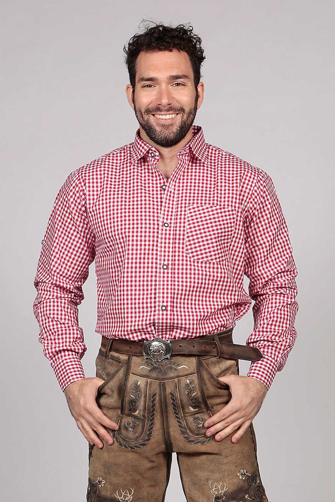 Shirt Small Checkered Dark Red