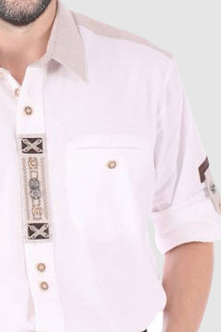 Bavarian Box Embroidered Shirt White